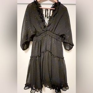 LOVE STITCH Black and Gold Metallic Dress (Medium)